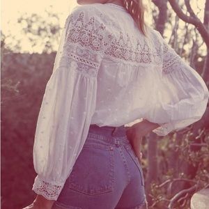 Loveshackfancy white peasant top L